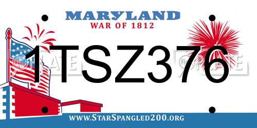1TSZ376 Maryland License Plate