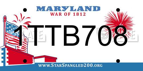 1TTB708 Maryland License Plate