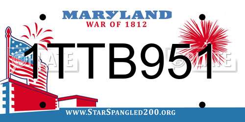 1TTB951 Maryland License Plate