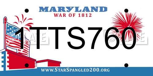 1TTS760 Maryland License Plate