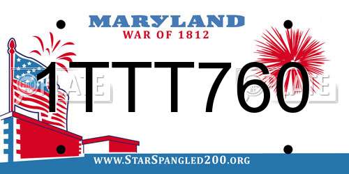 1TTT760 Maryland License Plate