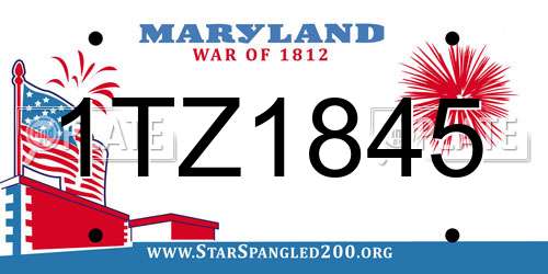 1TZ1845 Maryland License Plate