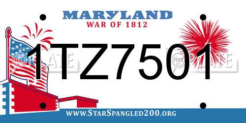 1TZ7501 Maryland License Plate