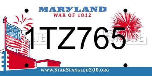 1TZ765 Maryland License Plate