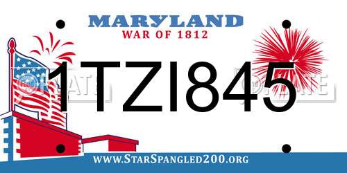 1TZI845 Maryland License Plate