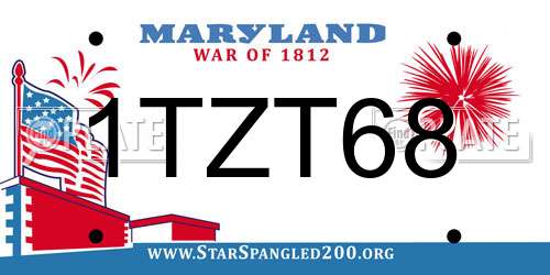 1TZT68 Maryland License Plate