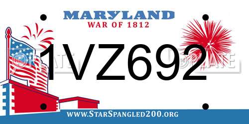 1VZ692 Maryland License Plate