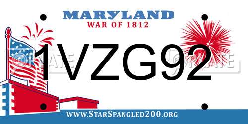 1VZG92 Maryland License Plate