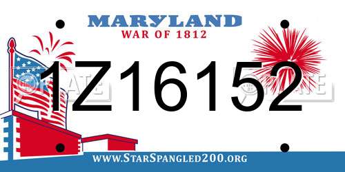 1Z16152 Maryland License Plate
