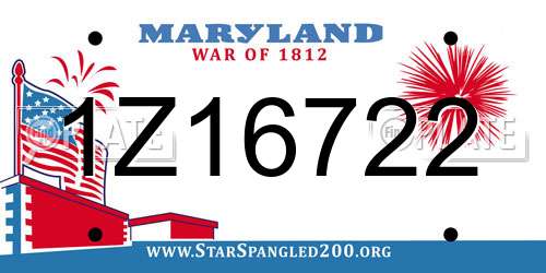 1Z16722 Maryland License Plate