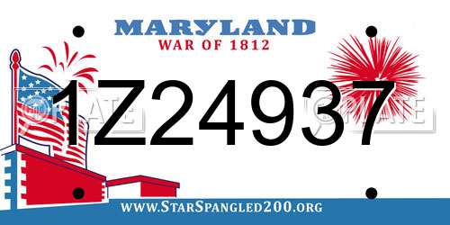 1Z24937 Maryland License Plate