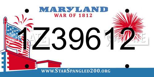 1Z39612 Maryland License Plate
