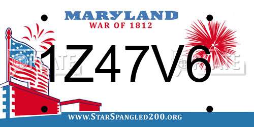 1Z47V6 Maryland License Plate
