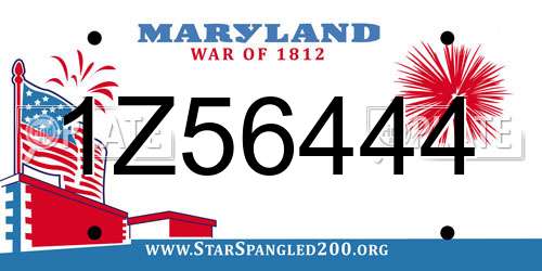 1Z56444 Maryland License Plate