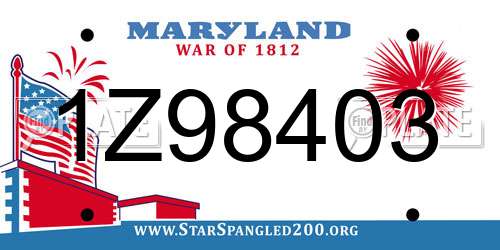 1Z98403 Maryland License Plate