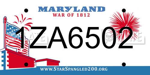 1ZA6502 Maryland License Plate