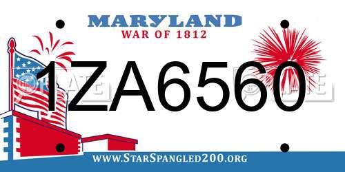 1ZA6560 Maryland License Plate