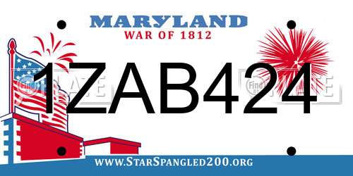 1ZAB424 Maryland License Plate