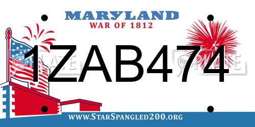 1ZAB474 Maryland License Plate