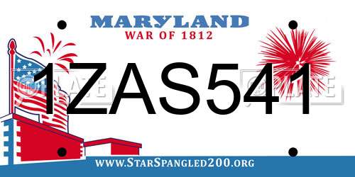 1ZAS541 Maryland License Plate