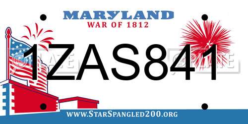 1ZAS841 Maryland License Plate