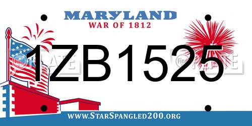 1ZB1525 Maryland License Plate
