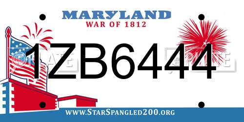 1ZB6444 Maryland License Plate