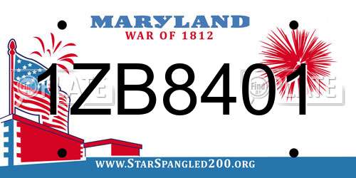 1ZB8401 Maryland License Plate