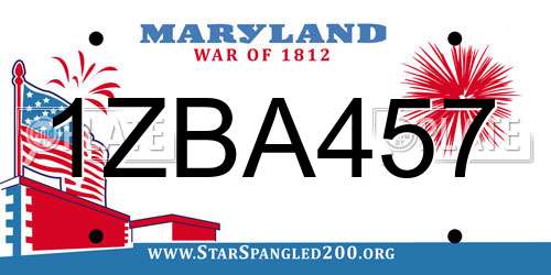 1ZBA457 Maryland License Plate