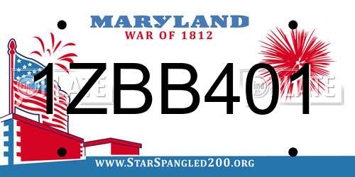 1ZBB401 Maryland License Plate
