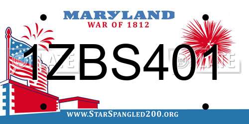 1ZBS401 Maryland License Plate