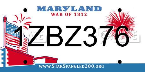1ZBZ376 Maryland License Plate