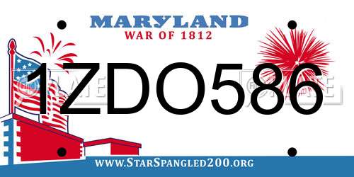 1ZDO586 Maryland License Plate