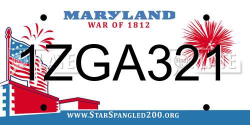 1ZGA321 Maryland License Plate