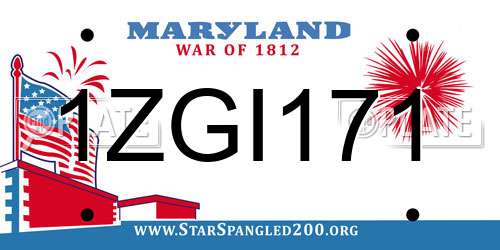 1ZGI171 Maryland License Plate