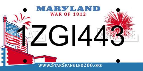 1ZGI443 Maryland License Plate