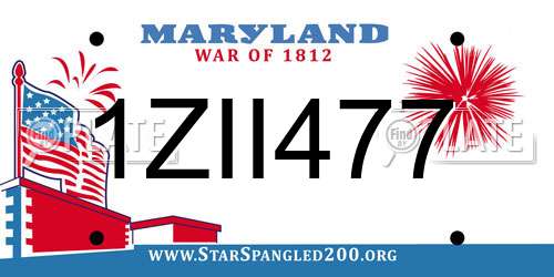 1ZII477 Maryland License Plate