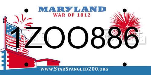 1ZOO886 Maryland License Plate