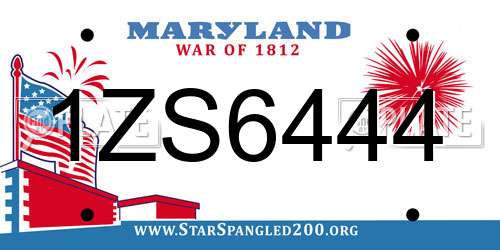 1ZS6444 Maryland License Plate