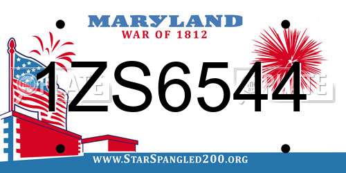 1ZS6544 Maryland License Plate