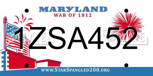 1ZSA452 Maryland License Plate