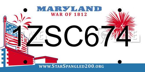 1ZSC674 Maryland License Plate