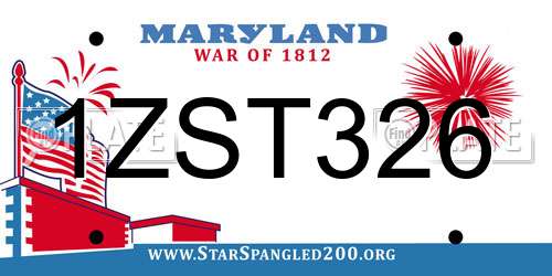 1ZST326 Maryland License Plate