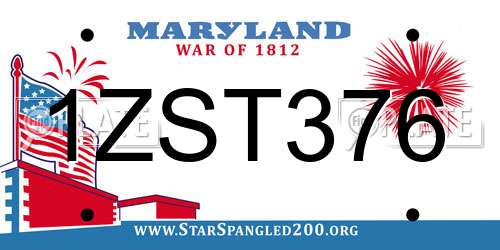 1ZST376 Maryland License Plate