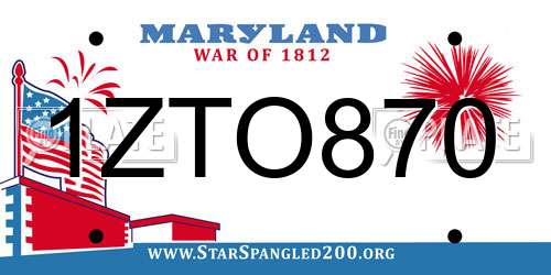 1ZTO870 Maryland License Plate
