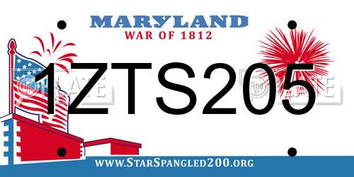 1ZTS205 Maryland License Plate