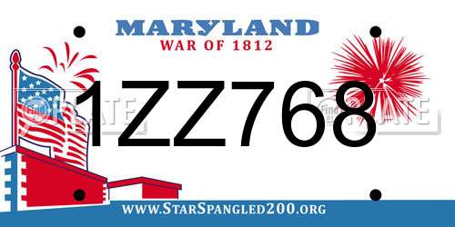 1ZZ768 Maryland License Plate