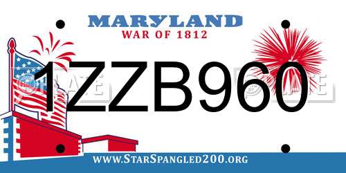 1ZZB960 Maryland License Plate