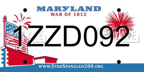 1ZZD092 Maryland License Plate