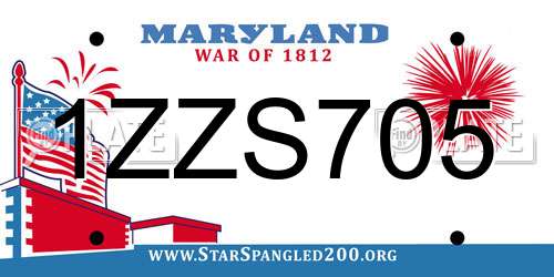 1ZZS705 Maryland License Plate
